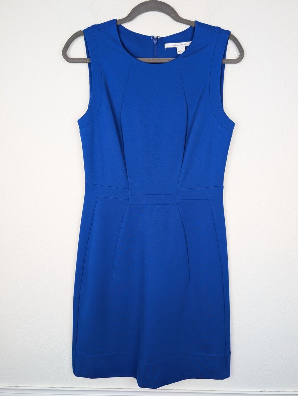 Diane Von Furstenberg Sheath Dress Career Office Classic Designer Blue Size 6